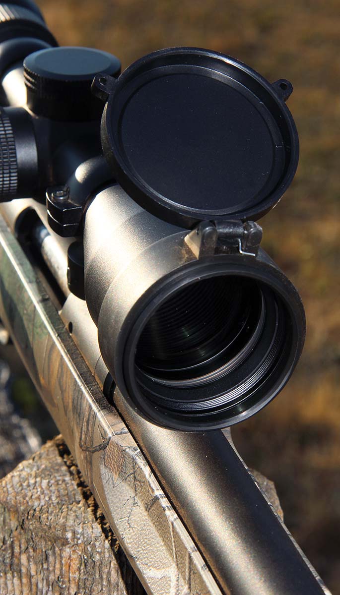 The Athlon Optics Argos HMR features advanced, fully multicoated lenses, with the 2-12x version including a 42mm objective lens. Spring-loaded flip-up covers protect both front and rear lenses.